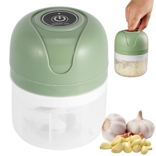 PZJFH Zwiebel Zerkleinerer Elektrisch 250ml, elektrischer Knoblauchschneider USB Zwiebelschneider Elektrisch Klein, Küche Elektrischer Knoblauchschneider Onion Cutter für Fleisch,Knoblauch(Grün)