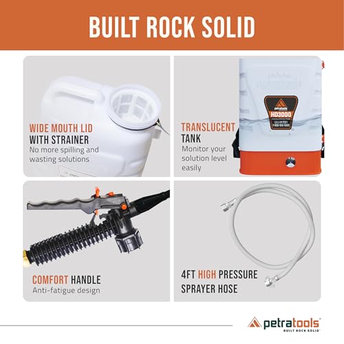 Image of PetraTools HD3000 3 Gallon Battery Powered Backpack Sprayer 7 Spray Nozzles