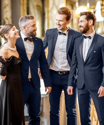 Mens Suits 2 Piece Slim Fit Suit Set Solid Two Button Blazer Jacket Pants Classic Tuxedo Set3