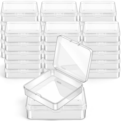 Image of Jetec 30 Pieces Mini Plastic Clear Beads Storage Containers Box for Collecting Small Items, Beads, Jewelry, Business Cards, Game Pieces, Crafts (3.3 x 3.3 x 1.1 Inch)