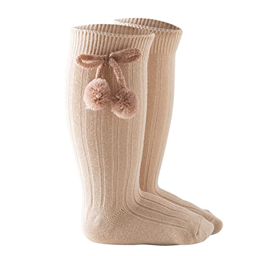 Calcetines de bebé de la rodilla hasta la rodilla en el centro de la pantorrilla para niñas, calcetines fijos para bebés, princesa, niños, cuidado del bebé, calcetines 68, caqui, 3-12 meses