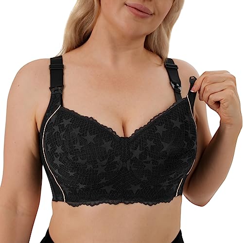 Image of CofitBrazy Lace Plus Size Nursing Bras for Breastfeeding, Full Coverage Maternity Bra for Pregnancy, Soft Breastfeeding Bra