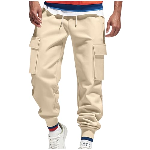 Mens Casual Lightweight Cargo Pants Loose Drawstring Waist Sweatpants Y2K Baggy Track Pant with Pockets