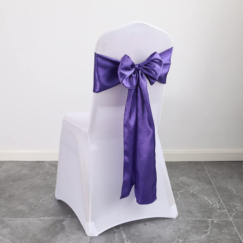 10/50/100 szt./Wstążka DIY Krawaty na Imprezę Imprezę Hotel Bankiet Krzesła Dekoracje-Czerwony, 50 szt. ，Fiołki na pokrowce na krzesła(Stone Green,100pcs)