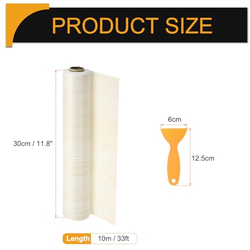 Image of HARFINGTON Wood Grain Repair Tape 11.8 Inch x 33ft Self Adhesive Repair Patch Tape Simulated Wooden Floor Tapes with Plastic Scraper for Tables Doors Windows Furniture, White Poplar