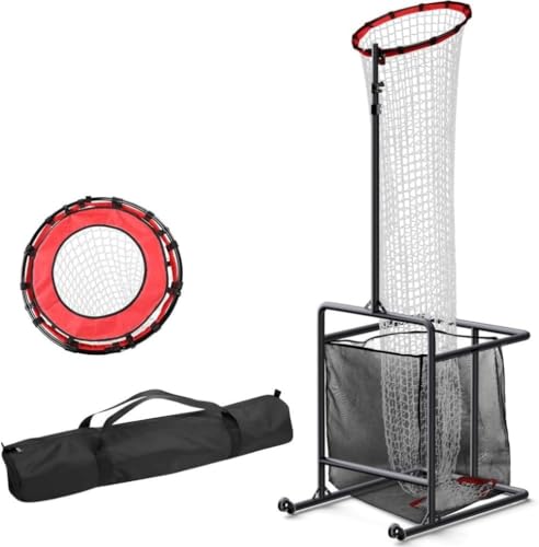バレーボールセッタートレーナーネット バレーボール 練習 ネット ピッチング 練習器具 セッター トスバッティング 高さ角度調節可能 キャスター付き 取り外し可能 組み立てが簡単 便利な収納 耐久性のある 屋内外用 (黒と赤の丸い)