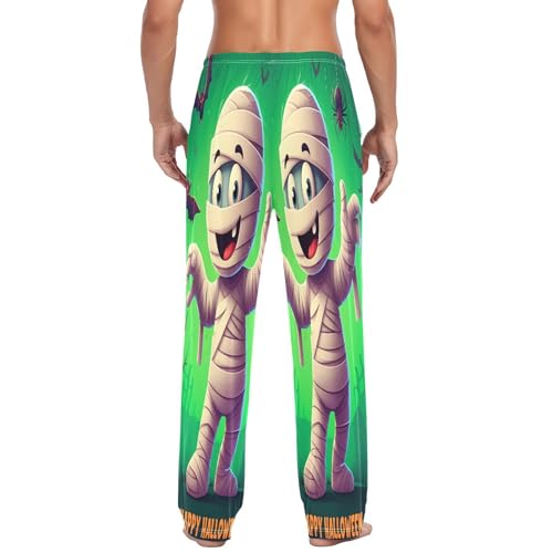 Qilmy Halloween Cute Mummy Men's Cotton Pajama Pants, Lightweight Lounge Sleepwear with Drawstring and Pocket3