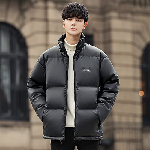 TIYRUS Jaqueta masculina gola alta curta inverno casaco de pão espessamento (cor: branco, tamanho: G