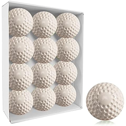 Baisidiwei 12 Pack Pitching Machine Baseballs,Dimpled Baseballs, 9-Inch Sting-Free Pitching Machine Baseballs for Hand-Eye Coordination, Hitting and Fielding Practice (White) Cover