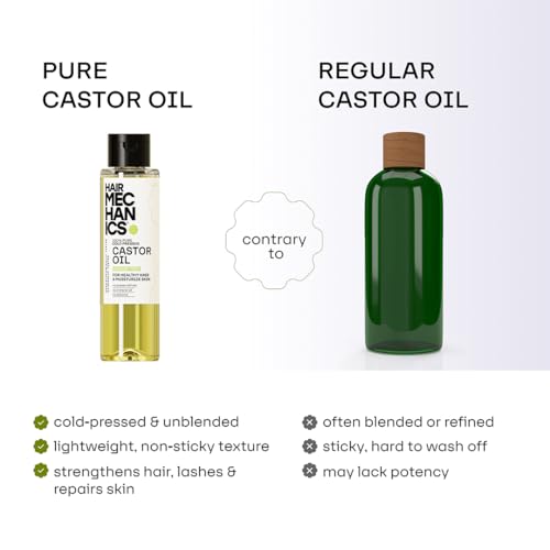 Image of 100% Pure Cold Pressed Castor Oil | Hexane Free | Unrefined & Plant Based | Multi-Use Oil for Hair Growth & Thickness | Supports Eyebrows & Lashes | Scalp Care | Deep Skin Moisturizing | Non-Sticky | 100ml