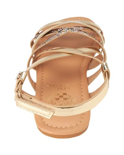Image of Vince Camuto Girls' Sandals - Open Toe Summer Strappy Flat Dress Shoes with Glitters and Secure Hook and Look Closure