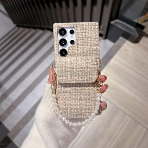 Fente pour Carte Samsung S24 Ultra Cases Perles Galaxy S23 S22 Housse