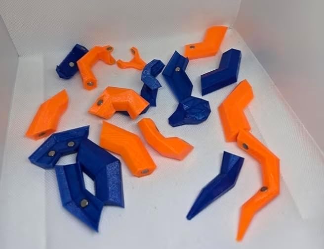 Zax Dezignz 3D Printed Magnetic Mini Snake Brain Teaser Puzzle, 19 Pieces, Hard Skill Level, Geometric Art Decor, Modern Style, No Instructions, Ages 16+