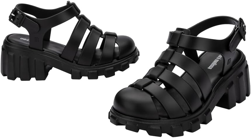 mini melissa Megan Platform Sandals for Kids, Black, 2