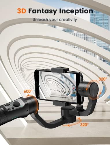 Gimbal Stabilizer for Smartphone, 3-Axis Phone Gimbal for Android and iPhone 14, 13, 12 Pro, Smartphone Gimbal, Face/Objective Tracking, 600° Inception, Vlogging Stabilizer for YouTube, TikTok Videos