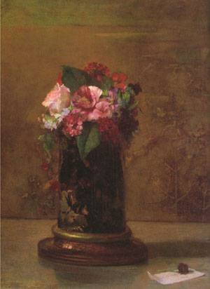 Peinture à l'huile de fleurs John Lafarge pour déco de salon chic