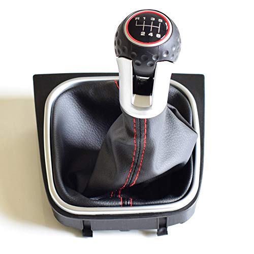 Hacreyatu Pomo de cambio manual de 5 velocidades para Golf 6 MK6 GTI GTD R20 2009 2013 (6 marchas)