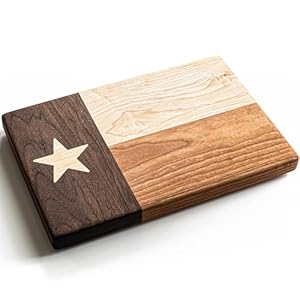 Texas Cutting Board – 100% Made in USA Hardwood Texas Flag Tray/Serving Board – Texas Decor for Home & Kitchen – Texas Charcuterie Board – Maple, Cherry, Walnut Combo (Kitchen Size – 15x10x1.25in)