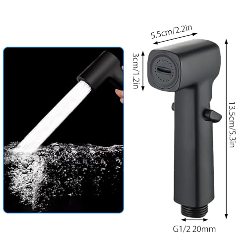 Tissting Bidet Handbrause G1/2 Gewinde Schwarz WC Hand Bidet Brause Badezimmer Sprühkopf für Damenwäsche, Baby Windel Waschmaschine