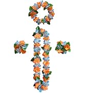 Collier De Fleurs Collier Fleurs Hawaien,5 Hawaienne Fête Tropical Luau Hula Décoration Collier Hawaïen Pour Fête