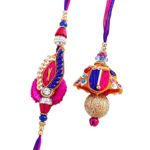 Image of ascension Elegant Bhaiya Bhabhi Couple Rakhi Multicolor Handmade Bracelet Rakhi for Raksha Bandhan with Roli Tilak & You are My Hero Fridge Magnet