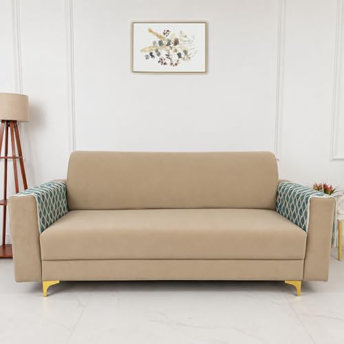 Image of Homerz Premium 'Maharaja Paradise Series' Sofa Cover | Net Fabric Sofa Cover | Washable, Anti-Dust Backed & Wrinkle Resistant Cover (Aqua Lattice, 2 pc Armrest, Armrest)