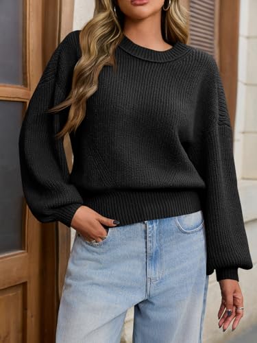 Saodimallsu Womens Batwing Long Sleeve Sweaters Casual Crewneck Loose Chunky Knit Fall Pullover Tops2