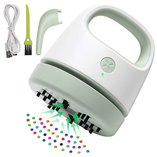 Diamond Painting Tools for Drill Quicker Picker, Luxiv Diamond Painting Accessories Tool for Sweep Spilled Diamonds Picker Vacuum Quicker Picker Organizer Spilled Drill with USB Charger, Brush (Green)