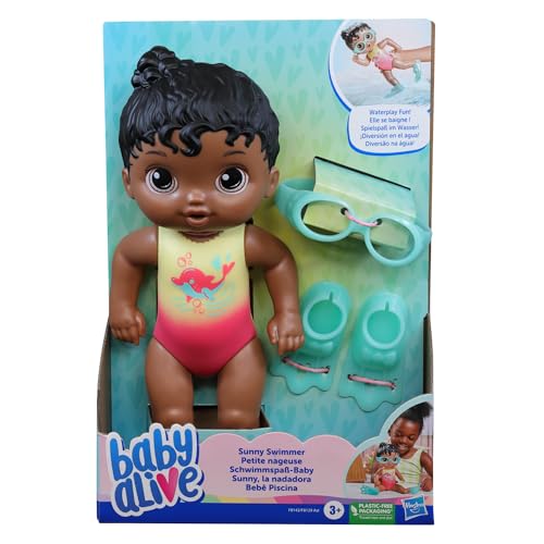 Boneca Baby Alive Sunny Swimmer - 25 cm de Cabelo Preto - F8142 - Hasbro