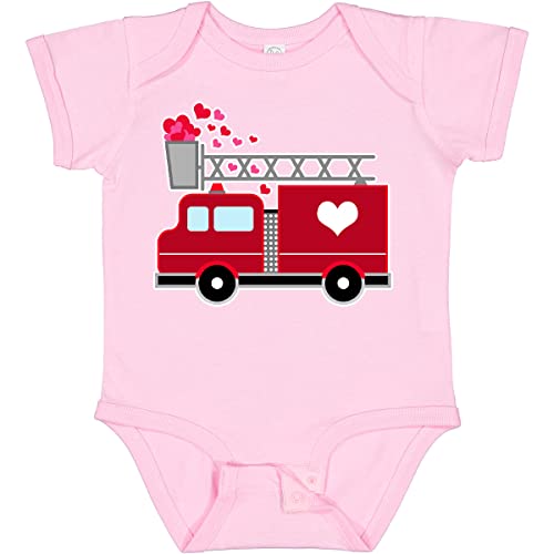 inktastic Valentine's Day Red Firetruck with Pink Hearts Baby Bodysuit 6 Months 0080 Pink 2873d