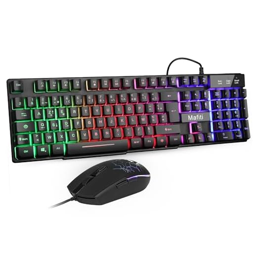 Mafiti Combo Ensemble Clavier et Souris USB Rétroéclairé RGB pour Bureau de Domicile/Travail (Noir)