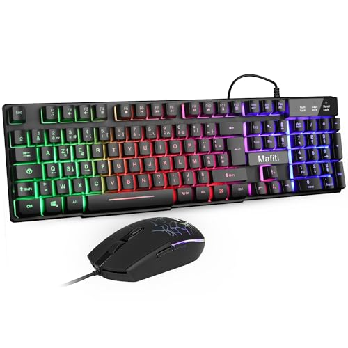 Mafiti Combo Ensemble Clavier et Souris USB Rétroéclairé RGB pour Bureau de Domicile/Travail...
