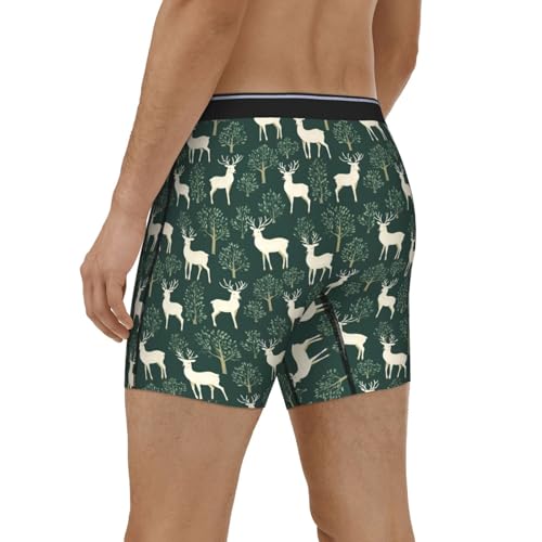 Mens Boxer Briefs - Forest Deer Green Print Soft Breathable Men'S Underwear Waistband Long Boxer Briefs4