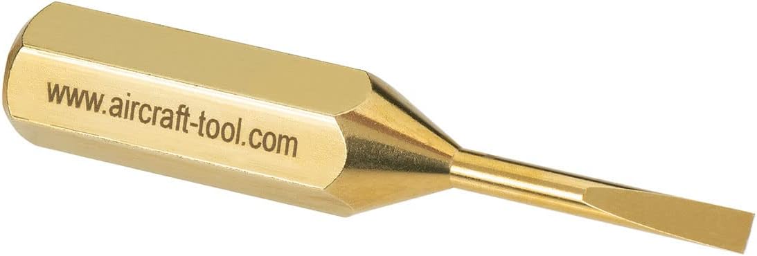 Wicks Aircraft Brass Compass Screwdriver, CNC Machined, Flat Head, Gold, 3" Long