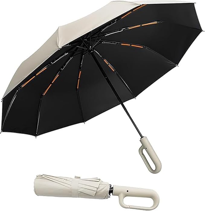 niyanetail Mini Umbrella for Men & Women | UPF 50+ UV Protection | Compact Travel Umbrella with Hanging Handle | Manual Open | Anti-Slip Grip | For Rain & Sun | 6-Rib Frame (White)-picture-43