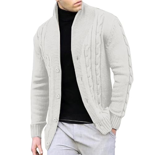 Chunky Knit Sweater,Cable Knit Cardigan Button Down V Neck Ribbed