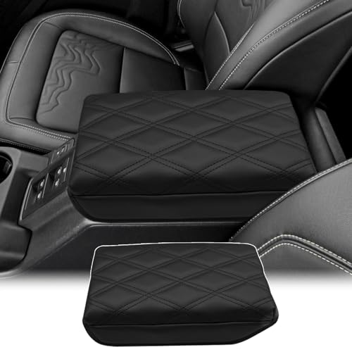 Center Console Armrest Cover Compatible with Ford Bronco 2021 2022 2023 2024 2025 2/4-Door, Armrest Lid Leather Protector Interior Accessories, Black