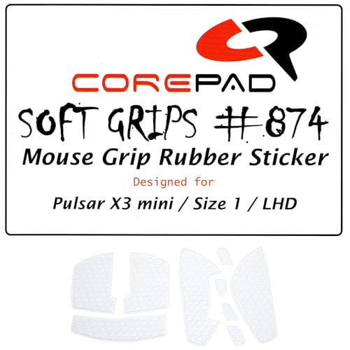 Corepad Soft Grips Pulsar X3 Mini用グリップテープ 1set ソフトポリマーゴム【国内正規品】 (White, Size1, 左利き)