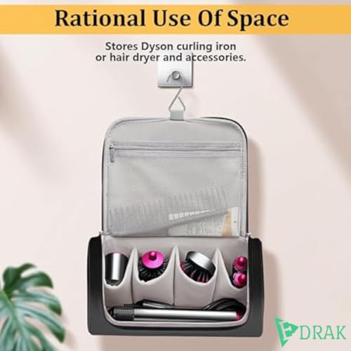 Image of EDRAK Hair Styling Tool Storage Case | Travel Storage Bag | Air wrap Holder Hair Styler Organizer for Airwrap Attachments Portable Storage Bag with Hanging Hook, Black (Bag Only)