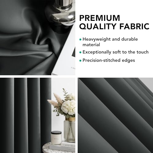 Image of Deconovo Curtains Blackout Curtains Thermal Insulated Curtains Eyelet Curtains for Nursery Dark Grey W42 x L84 Inch Two Panels