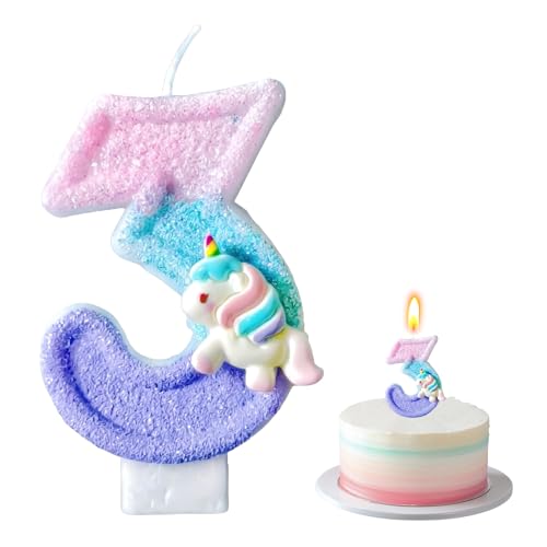 Velas De Cumpleaños Con Números De Unicornio - Vela Cumpleaños Niña - Decoración De Tarta - Regalos De Unicornio Para Niñas - Velas Con Números (Número 3)