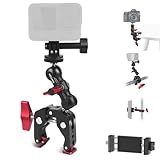 Mechrig Camera Mount Clamp, Super Clamp with Dual Ballhead Magic Arm for/Phone Holder/Tripod Mount Adapter - 1/4' & 3/8' Holes,360°Adjustable for G0pro,Phone, Microphone,Monitor and Light JC009