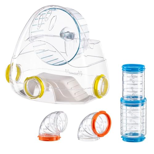 Ferplast Ensemble de Tubes Hamster, Accessoire Cage Hamster, Total 4 pièces, Comprend Salle de Sport avec Roue Hamster, Tunnels Hamsters avec Trous de Ventilation et...