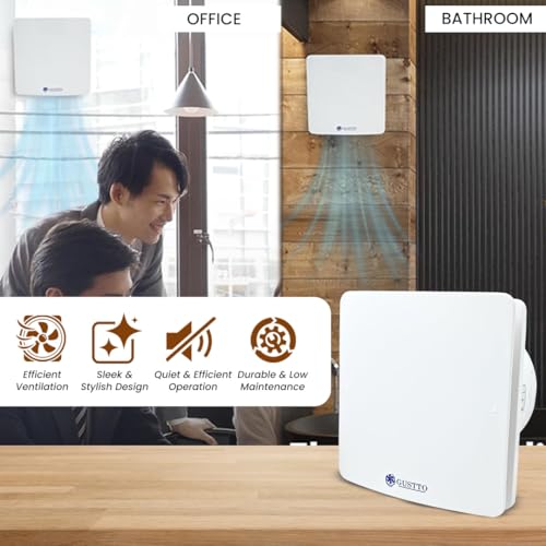 Image of Gustto LuxeVent Exhaust Fan 150mm | Efficient, High-Speed, Noiseless, 100% Copper Motor | Sleek Design Easy-to-Clean Exhuast Fan for Bathroom, Kitchen & Home