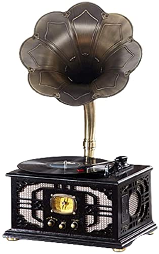 FWEOOFN Tourne-Disque, Vintage Retro Classic Gramophone Tourne-Disque Vinyle Phonographe Forme Stéréo Haut-Parleur Sound System Music Box w (Phonograph)