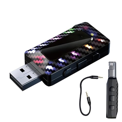 Liqzirtu Adaptador USB,Receptor inalámbrico para Coche,Transmisor FM 5.3 Receptor - Equipo del Coche del Reproductor de música, Receptor Audio Plug & Play con Cable para el de Sonido estéreo del
