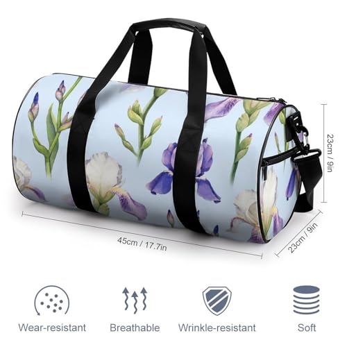 Sac de sport gym fleurs blanches pourpres sac week-end duffel bag voyage - 2