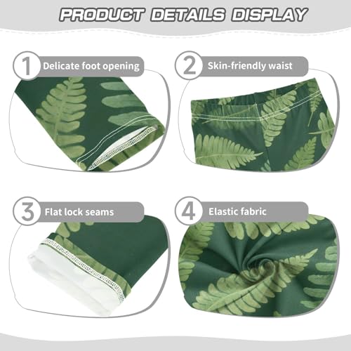 Green Fern Leaves Girls Leggings Stretchy Dance Pants for Kids3