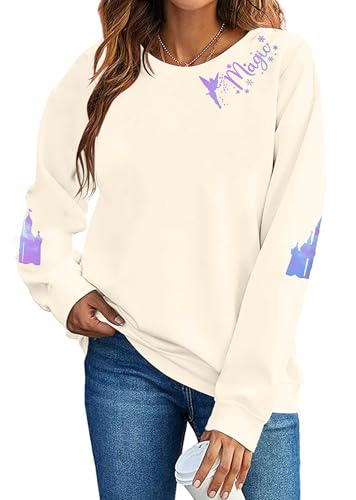 UNIQUENOE Magic Kingdom Sweatshirts for Women Magical Tshirt Family Vacation Tee Castle Graphic Long Sleeve Tops