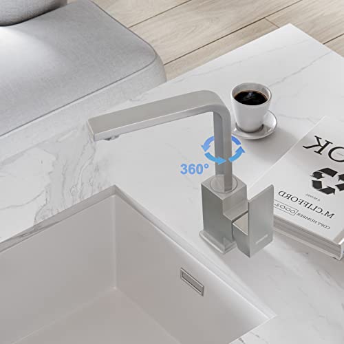 Wowow Bar Faucets Stainless Steel Modern Bar Sink Faucet Single Hole Prep Kitchen Faucet Brushed Nickel Single Handle Lavatory Sink Faucet Mixer Small Kitchen Tap #TOP1